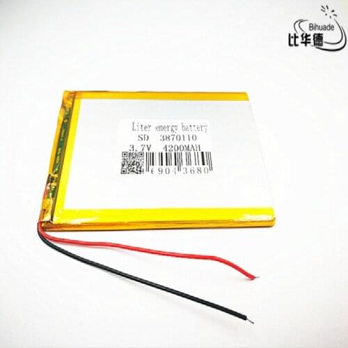 Liter energy battery Good Qulity 3.7V,4200mAH 3870110 Polymer lithium ion / Li-ion battery for tablet pc BANK,GPS,mp3,mp4