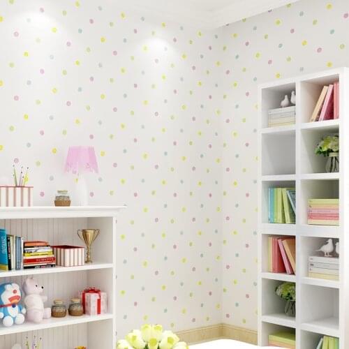 Cute Cartoon Kids Room Colorful Dot Wall Paper Baby Boys Girls Bedroom Wallpaper Mural Papier Peint Children Wallpapers QZ120