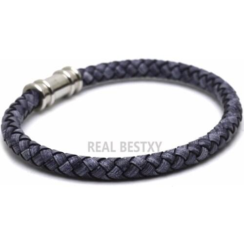 5pcs/lot Trendy Genuine Leather Bracelets Men Stainless Steel Multilayer Braided Rope Bracelets for Male Female Bracelets Jewel