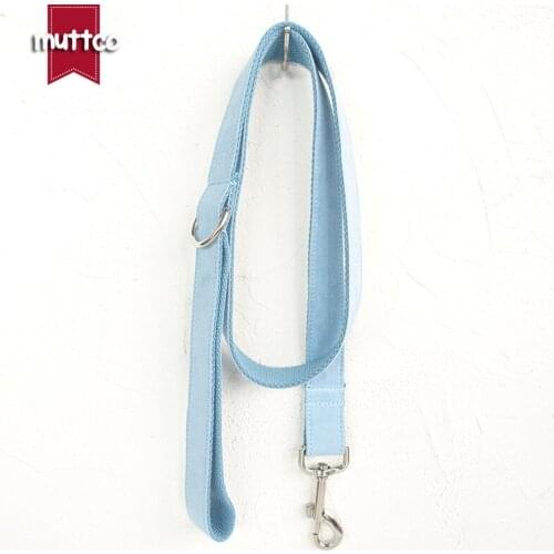 MUTTCO retailing self-design fashionable soft pure color leash THE SKY wathet blue 5 sizes dog collars and leashes UDL032