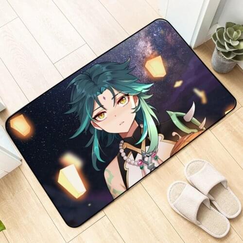 Game Genshin Impact Xiao Floor Mat Carpet Decor DIY Custom Bedroom Anti-slip Rugs Doormat Kitchen Mats