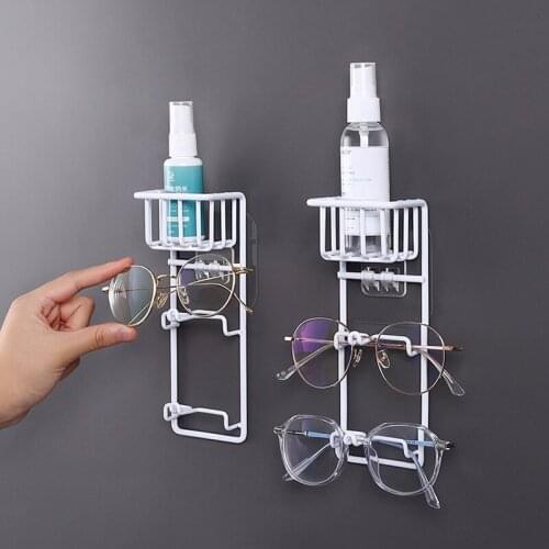 3 Tiers Wall-mounted Glasses Storage Rack Bathroom Organizer Shelf Behind-door Sunglasses Holder Stand Home Decor Wall Hanger