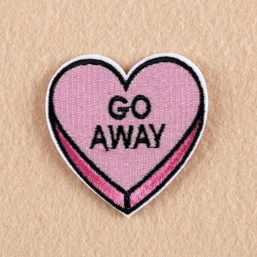 5.1cm Novelty Back Off Go Away Beat It Design Punk Iron On Patch Clothes Patch For Clothing Embroidered Patch