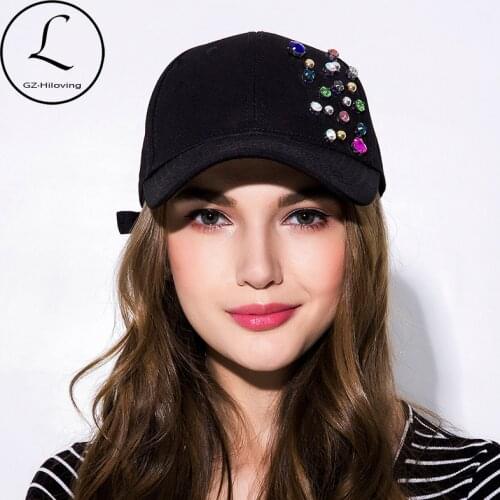 GZHILOVINGL New Fashion Cotton Diamond Baseball Cap Snapaback Hat For Women Solid Adult Casual Girls Adjustable Baseball Caps