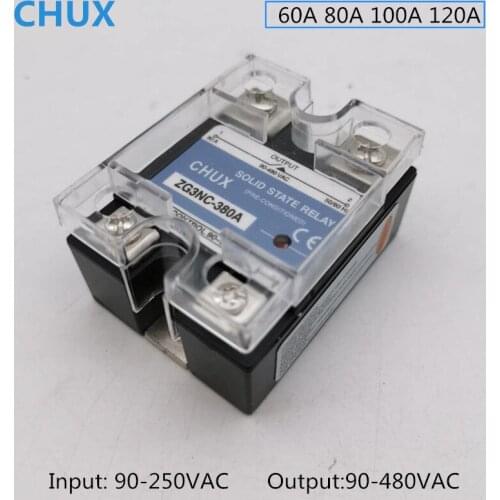 CHUX SSR 60A 80a 100A 120A Solid State Relay 220V AA AC to AC 380V Single Phase Mini Relays