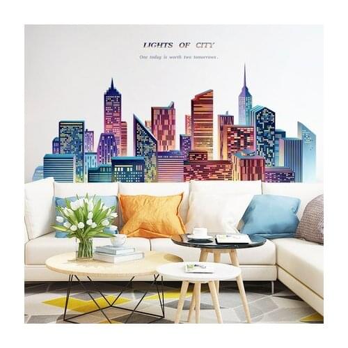 Lights of City Modern Home Decoration Wall Sticker Paintings for Living Room Bedroom Wall Decals Posters and Prints Art