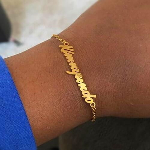 Personalized Custom Name Bracelet Gold Sliver Stainless Steel Cuff Bracelets for Women Handmade Bangle Mom Jewelry Gifts