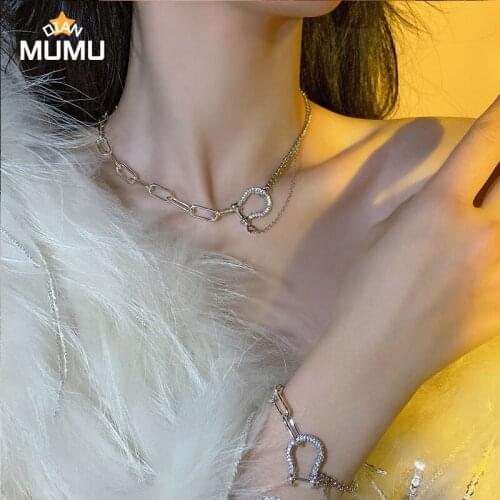 Horseshoe Jewelry Set Personality Hip Hop Wild Net Red Cold Wind Korean Necklace Bracelet Jewelry Set for Women Party Jewelry