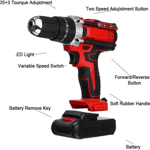 2 Speed Professional Hammer Screwdriver With LED 48V Electric Drill Cordless Rotary Tool Rechargeable Power Tools
