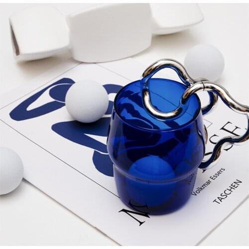 Nordic Blue Transparent Shot Glass Coffee Cup Drinking Milk Tea Beer Glass Wedding Heat-Resistant Cocktail Water Glass