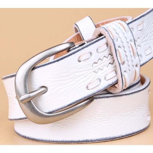 2017 new Womens strap genuine leather casual all-match Women brief leather belt womens strap belt students pure color belts