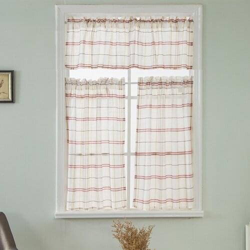 Hemp Lattice Screen Window Kitchen Curtain Wholesale Hemp Grid Yarn Wholesale Finished Linen Curtain