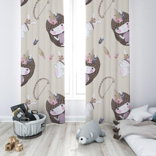 Curtains Children 3D Printed Decorative Items Home Childrens Room Brave Girl Rabbit Model 096