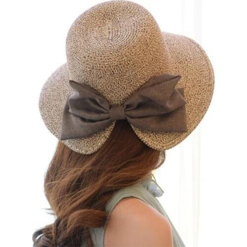 2018 Parent-child Summer Big bow hats for women straw hat beach hats for women sun hats wide brim floppy Newest Casual Womans