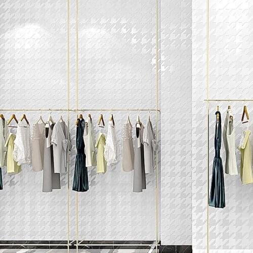 Modern Fashion White Houndstooth Wallpaper 3d Embossed Backdrop Wallpapers Roll Living Room Wall Paper Plain Papier Peint J102