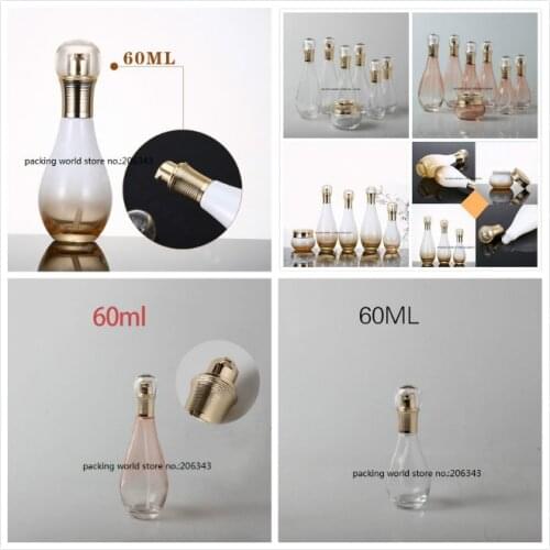 60ml bowling shape glass bottle gold pump for serum/lotion/emulsion/foundation/skin care mist sprayer cosmetic packing