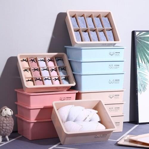 Underwear Storage Box with Lid Bra Panties Socks Home Dormitory Cosmetic Sundries Storage Box Organizer Closet Drawer Organizer
