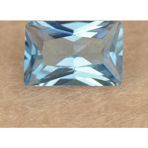 Factory Price 3x5~13x18mm 120# Light Ocean Blue Rectangle Shape Cut Synthetic Spinel Stones Loose Gems For Jewelry Ring Surface