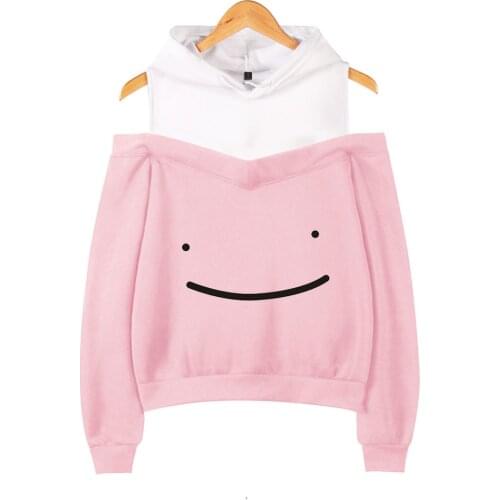 Dreamwastaken Women Hoodie Dream Smp Sweatshirt Harajuku Streetwear Long Sleeve Off Shoulder Sexy Girls Hooded Tops Pink Fashion
