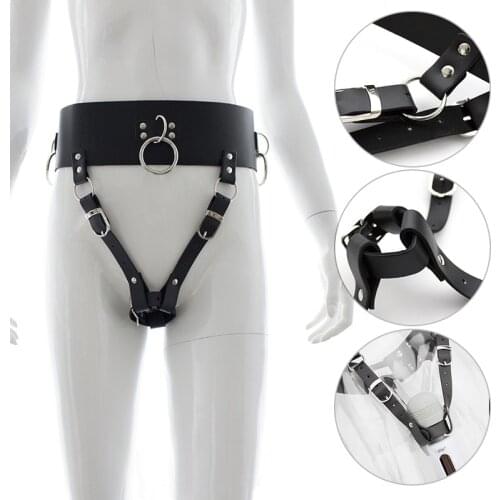 Female Chastity Pants Sexy Leather Belt Straps Panty Strap on Magic Wand Massager Vibrator Device Holder Thong Fancy Costume