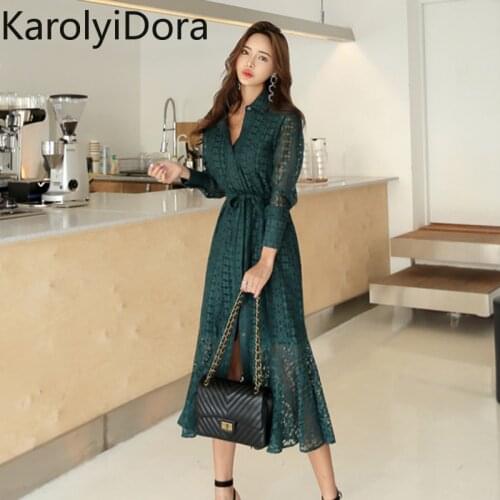 Womens dress outfit new temperament lace lace long sleeve shirt tail restoring ancient ways of cultivate ones morality dress