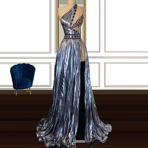 New Fabric abendkleider vestido de fiesta largo Plus Size robe anniversaire femme Women Birthday Dress One Shoulder Party Dress