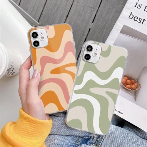 Liquid Swirl Abstract Pattern in Beige and Sage Green phone case For iPhone 11 12 Pro XS MAX XR X 7 8 6Plus SE 2021 Phone Case