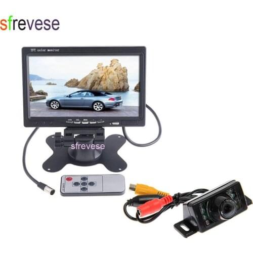 7" LCD Monitor Car Rear View Kit + 7 IR LED Night Vision Reversing Parking Backup Camera Assistant Waterproof