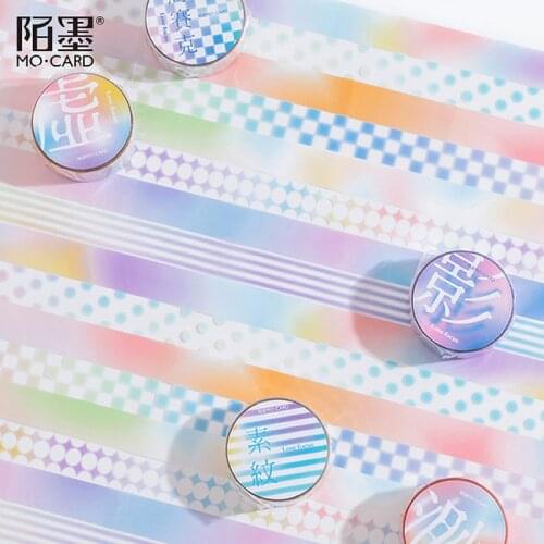 1 Roll Beautiful Gradient Color Grids Solid PET Decorative Tape Sticker 1.5cm*3m