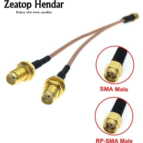 1Pcs SMA / RP-SMA Male to Dual 2X SMA Female Y Type Splitter Combiner Jumper Cable RG316 / RG174 Wire 10cm 15cm 20cm 30cm 50cm