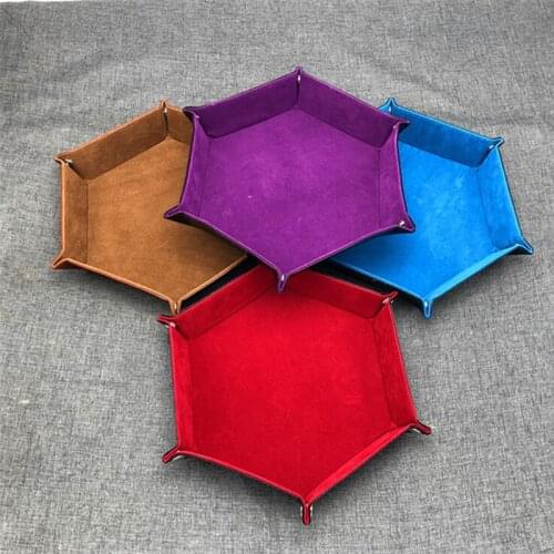 5 colors Dice keeper PU Leather Tray Soft Velvet Foldable Tray Favorites Leather Storage Dice Keys Coins Box For Board game