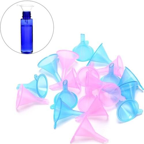 50Pcs/LOT Mini Liquid Oil Funnels Small Plastic For Perfume Diffuser Bottle Labs 2 Colors 4cm x 3cm