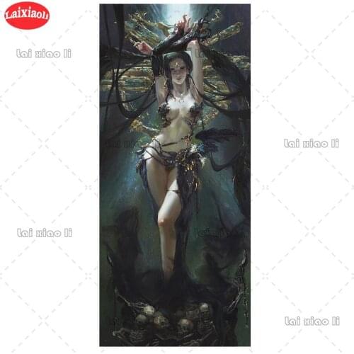 5d diamond painting，Abstract art, goddess of darkness, diy full square drill diamond embroidery round diamond mosaic view DIY