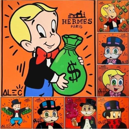 Alec Monopoly Rich Money Man Canvas Painting on the Wall Art Posters and Prints Graffiti Art Wall Pictures Home Decor Cuadros