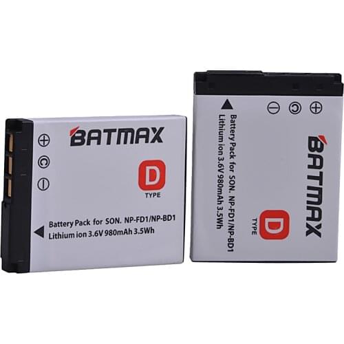Batmax 2Pcs NP-FD1 NP-BD1 NP BD1 FD1 Camera Battery for sony DSC T300 TX1 T900 T700 T500 T200 T77 T900 T90 T70 T2 G3 S930