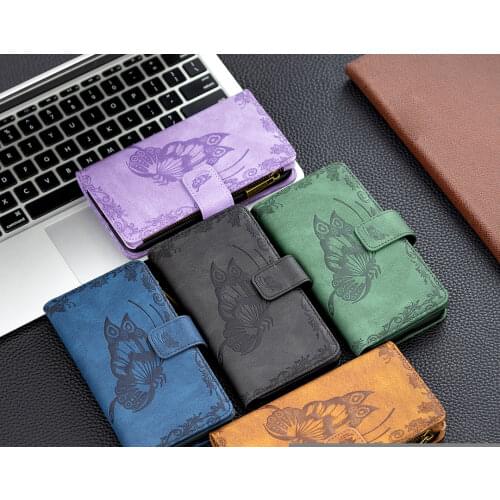 For Samsung Galaxy A12 A52 Wallet Case Butterfly Embossed Magnetic Zipper Folio Flip Cover for Samsung A72 A42 A32 A02 Cases