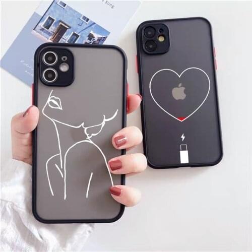 ZUIDID Abstract Art Lines Love Heart Phone Case For iPhone 11 12 Pro Max XS SE20 XR X 7 8 6Plus Girl Clear Hard Back Cover Shell