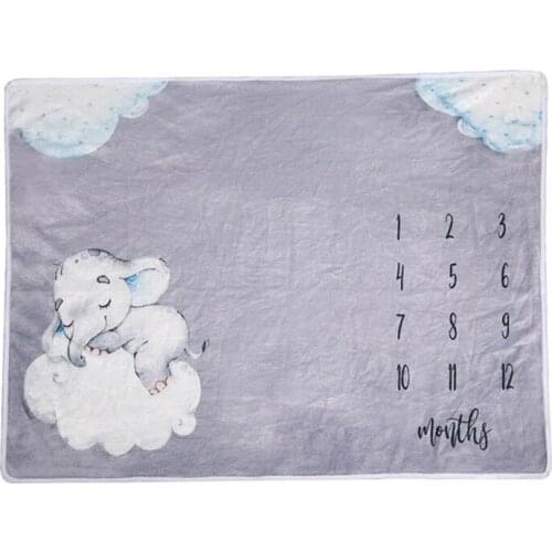 Baby Monthly Record Growth Milestone Blanket Newborn Flannel Swaddle Wrap Cloth M3GE