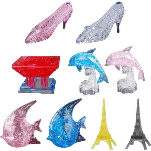 DIY 3D Crystal Puzzles Jigsaw Puzzles Tower/ Dolphin/ High Heel Shoes Model