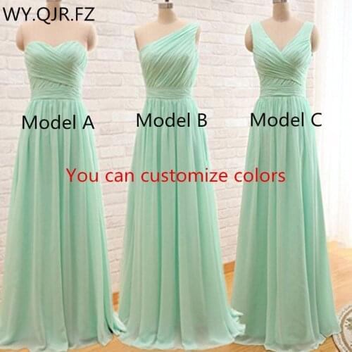 QNZL-95#Custom Colors Long Bridesmaid Dresses Mint Green Chiffon Wedding Party Dress Party Gown Wholesale Womens Cheap Clothing