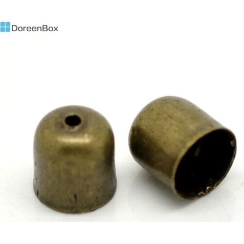 Doreen Box Lovely Antique Bronze Necklace End Tip Bead Caps 8x7mm(Fit 6mm Cord), sold per lot of 100 (B17312)
