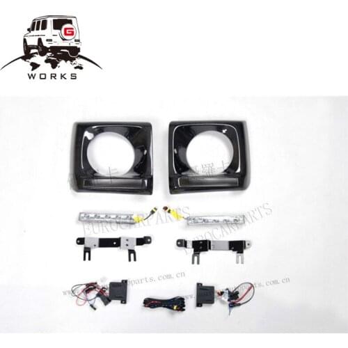 G class DRLs headlight cover for W463 style 86-11 black carbon fiber and led for G class W463 G500 G63 G65
