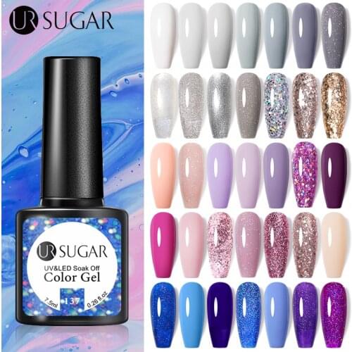 UR SUGAR 7.5ml Gel Nail Polish Light Blue Gray Glitter Sequins Color Nail Gel Polish Soak Off UV LED Gel Varnish For Nail Art