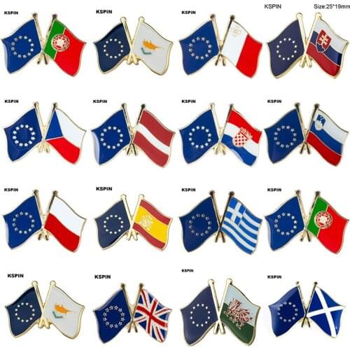 European Union Friendship Flag Pins Country Flag Badge Flag Brooch National Flag Lapel Pin International Travel Pins Collections