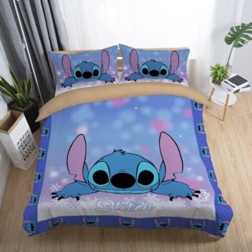 Disney Stitch Printed Bedding Set Home textile Cartoon Single Twin Full Queen King Size Bedclothes Childrens Boy Girl Bedroom