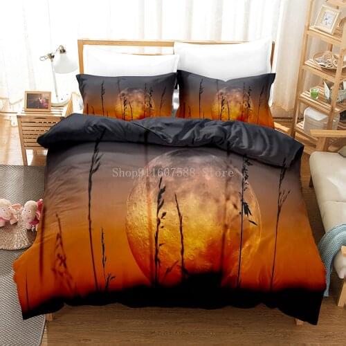 Bedding Sets Moon Themed Bed Linen Art Duvet Cover Pillowcase 2/3pcs Landscape Quilt Covers Single Double Queen King Size