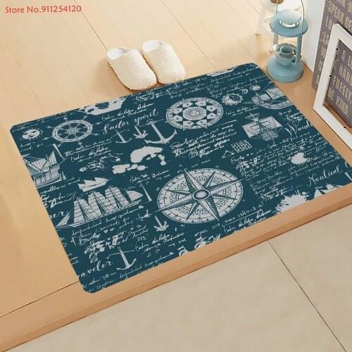 Anchor Print Area Rugs Entrance Doormats Cartoon Bathroom Rugs Anti Slip Mats Nautical Series Home Decor Carpet 40x60cm 50x80cm