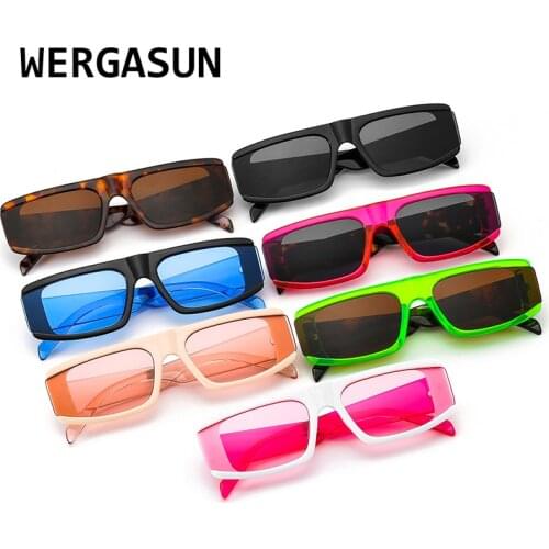 WERGASUN Square Sun Glasses Luxury Brand Travel Small Rectangle Sunglasses Men Women Vintage Retro Oculos Lunette De Sol UV400