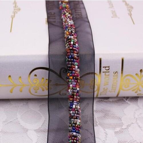 2Yards 4cm Width Colorful Beading Trims Beaded Ribbon Belt For Sewing Curtain Bags Clothes Accessories Organza Lace Decoration