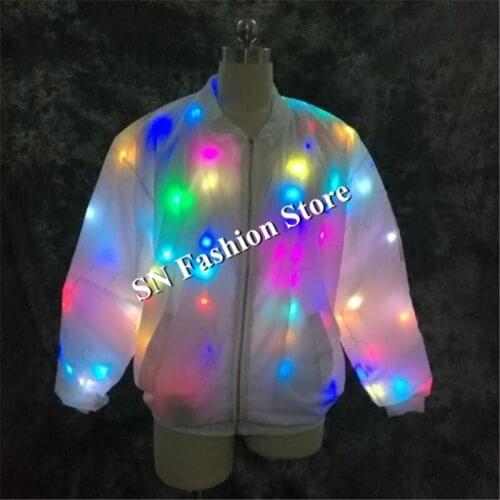 LZ06 Neutral luminous led couple clothing ballroom dance costumes colorful bar singer wears dj led light stage wears dresses